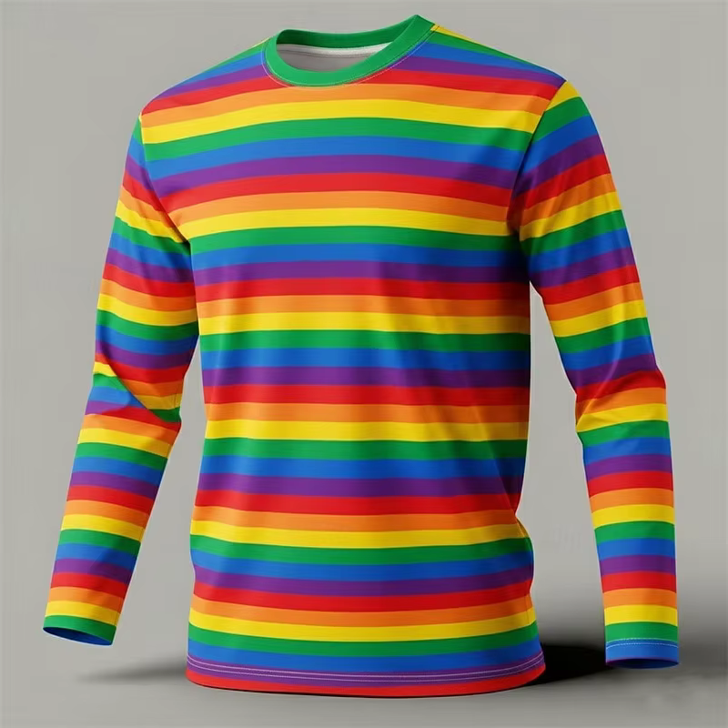 T-shirt à manches longues pour hommes, col rond, rayures printemps-automne, Streetwear élégant et dé