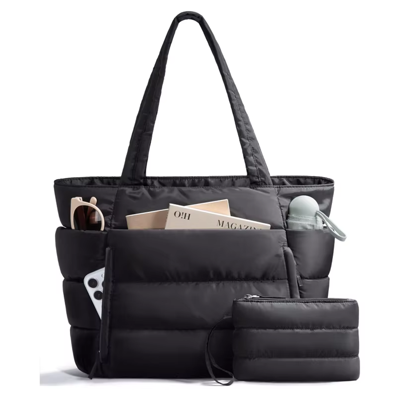 Sac fourre-tout pour femme, sac fourre-tout léger et gonflé avec compartiments, sac à bandoulière po