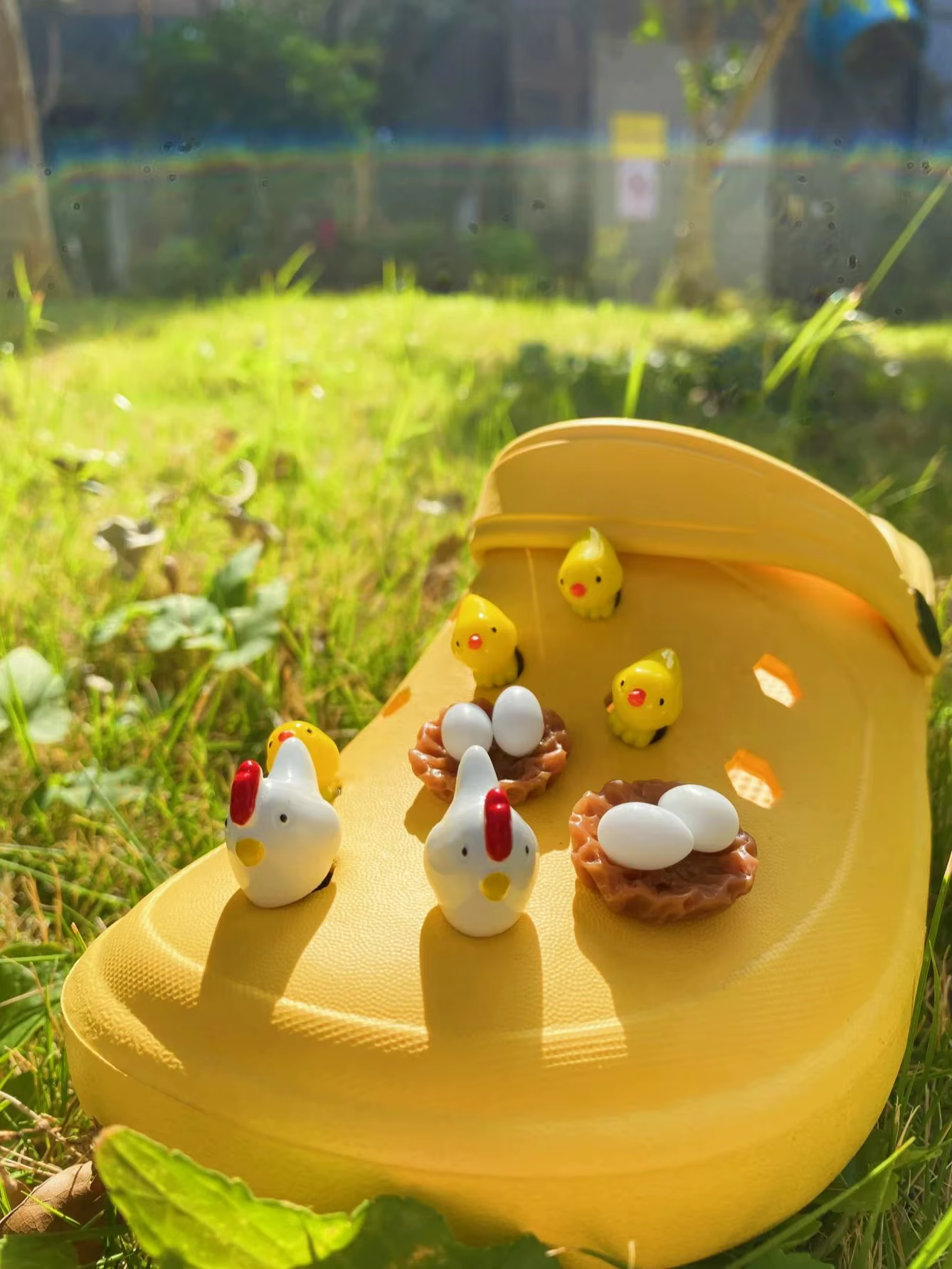 8 pièces pour sabots accessoires chaussure fleur dessin animé créatif 3D stéréoscopique poulet famil