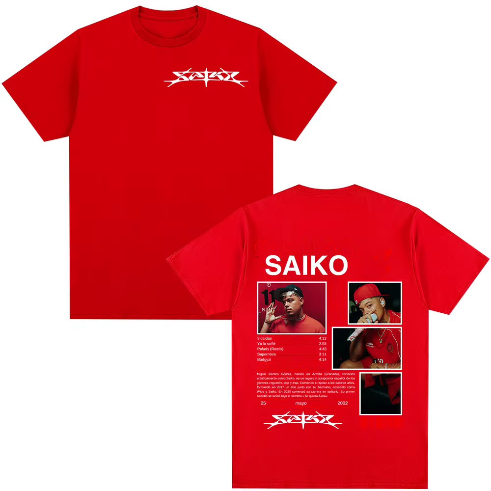 Rappeur SAIKO SAKURA Album Merch T-shirt hommes femmes mode Hip Hop T-shirt décontracté 100% coton m