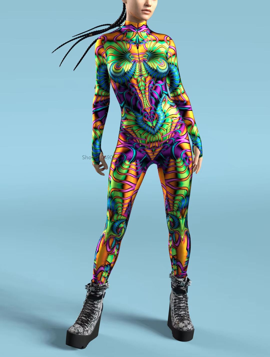 Costume Tunnel d'illusion coloré, impression 3D, combinaison arc-en-ciel CyberPunk, Costume de Cospl