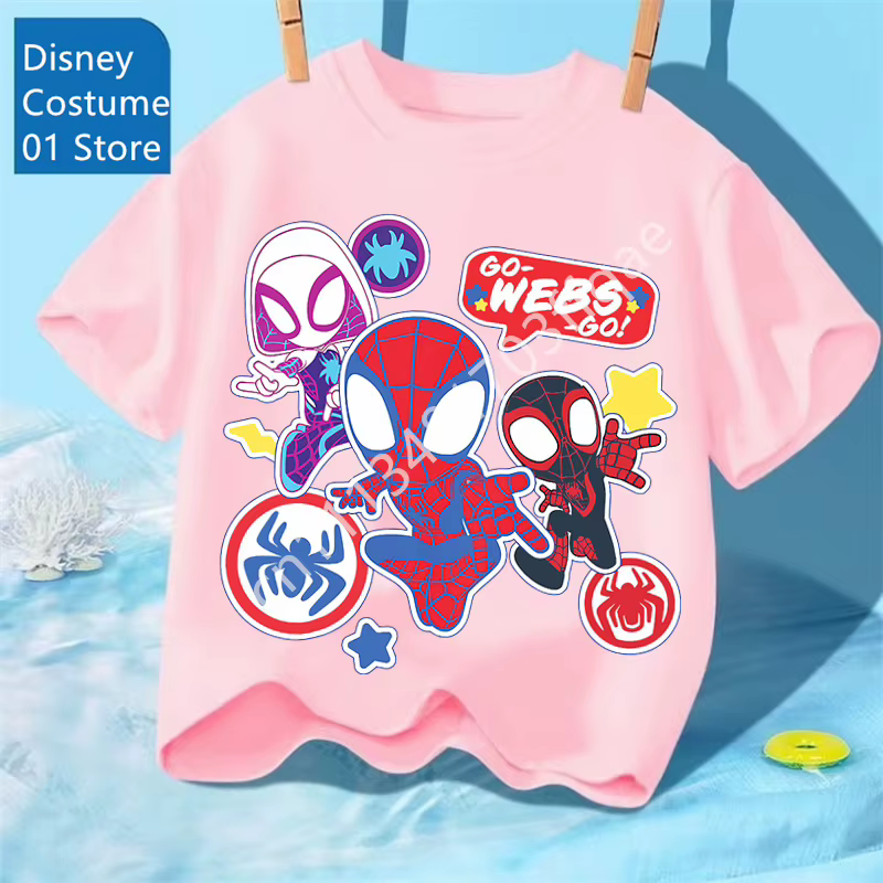 T-shirt décontracté d'été pour garçons, imprimé Spiderman, col rond, manches courtes, vêtements d'ex