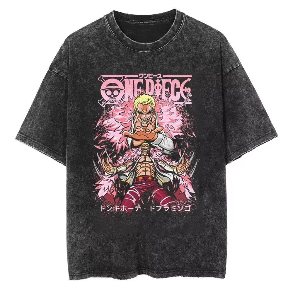 T-shirts à manches courtes pour hommes et femmes, une pièce, dessin animé japonais Donquixote Doflam