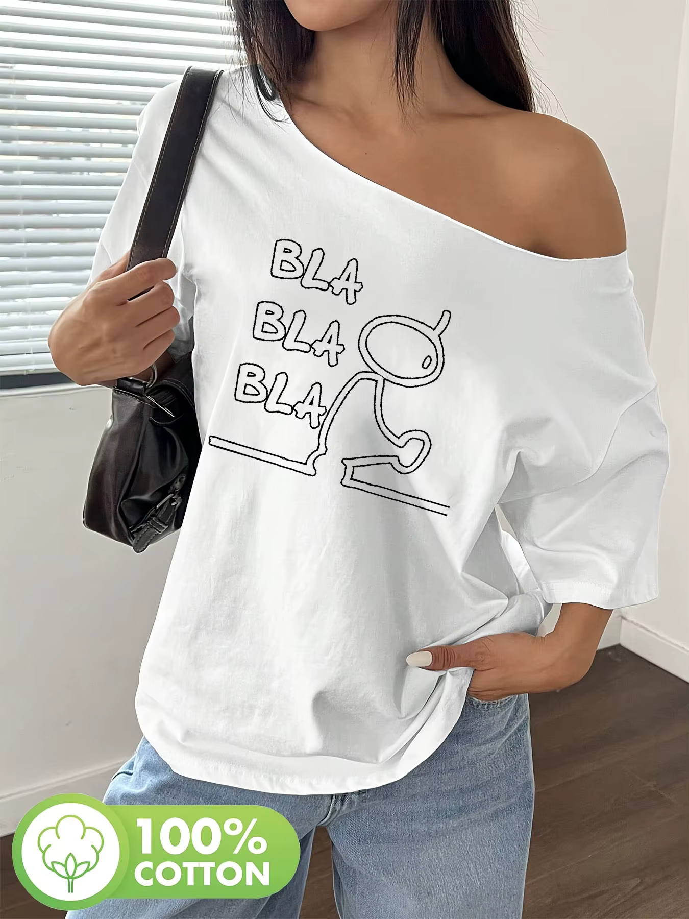 T-shirt Y2K ample en coton pur à 100 % Y-BLA, grande taille, haut oversize pour femme, haut d'été à 