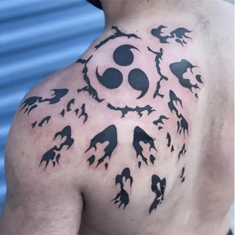 Anime noir totem tatouages temporaires grande taille malédiction marque Tatoo dos taille corps Art i