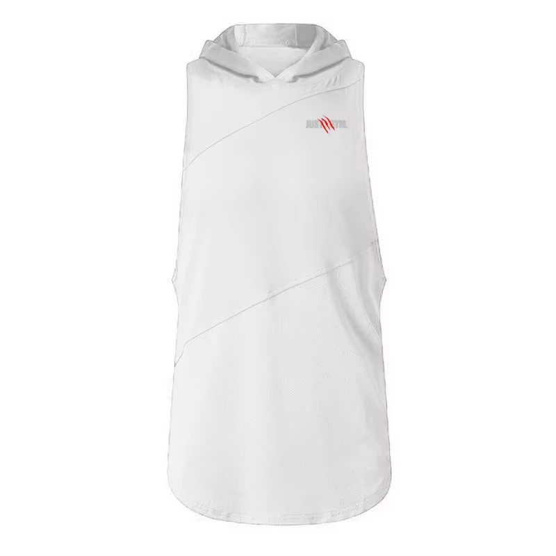 Vêtements de sport d'été pour hommes, débardeur à capuche en coton sans manches pour la musculation,