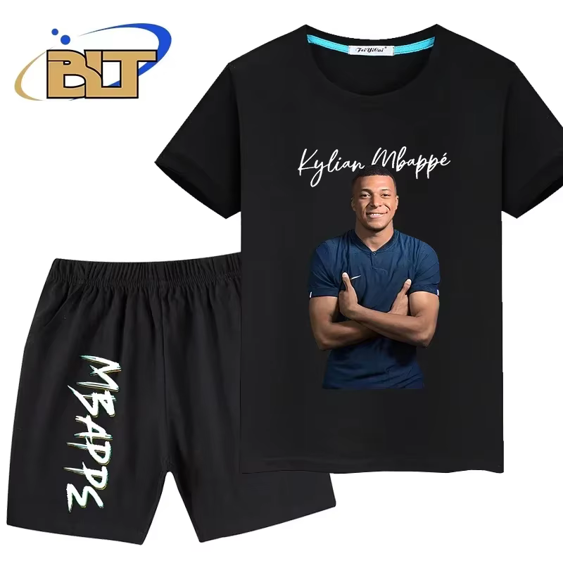 Mbappe-T-shirt de sport à manches courtes imprimé avatar pour enfants, vêtements décontractés pour g