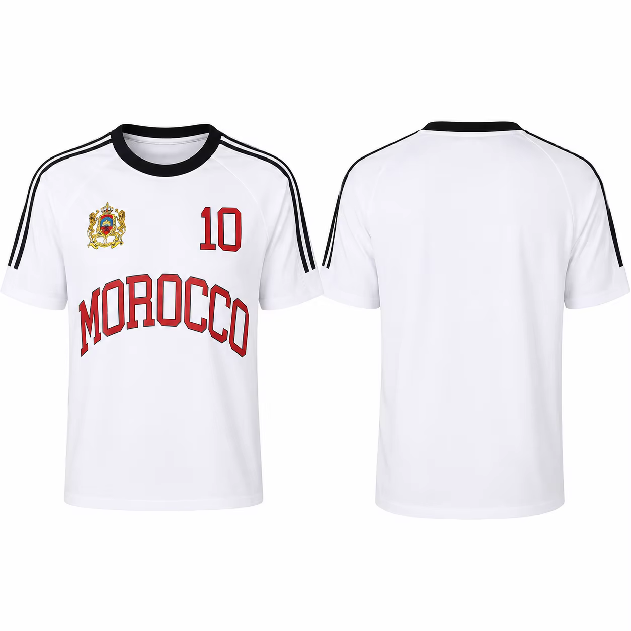 T-shirt unisexe à col rond et manches courtes, respirant et à séchage rapide, avec drapeau marocain,