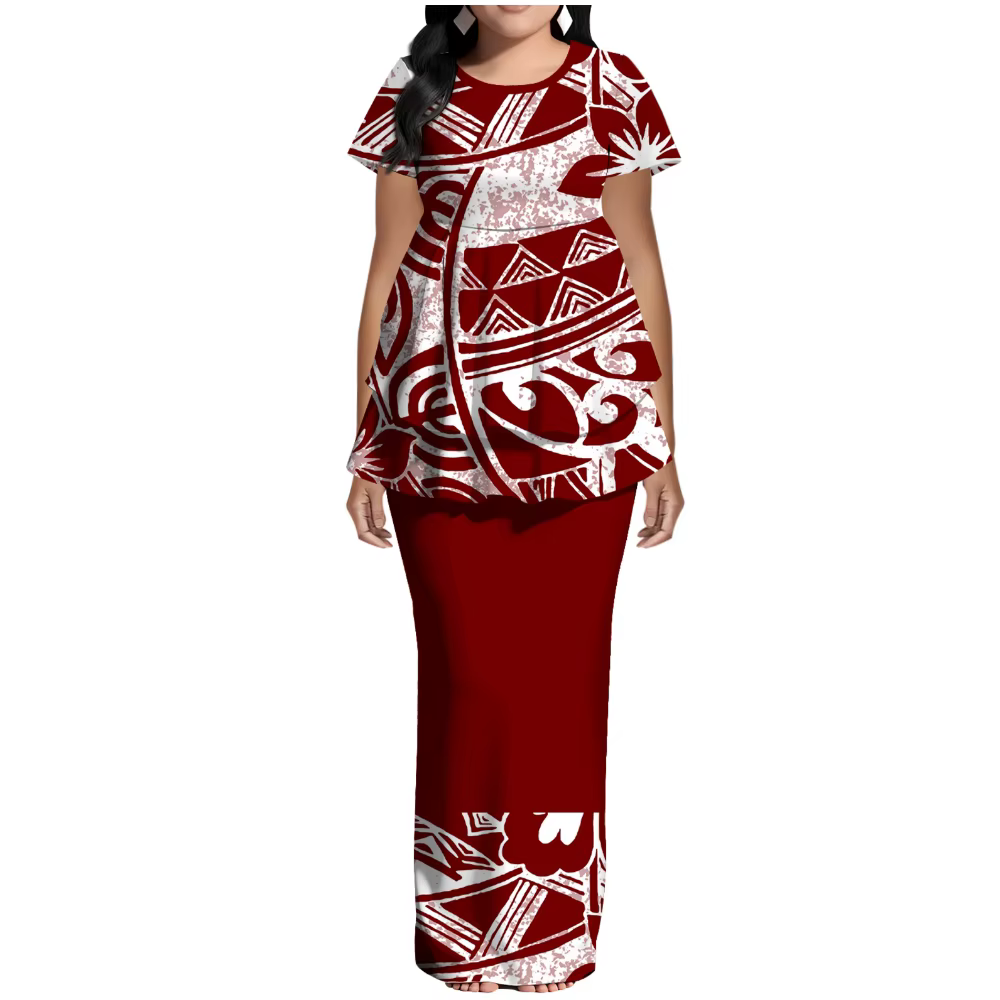 Robe polynésienne à manches courtes pour femmes, Tonga Samoan, Sexy, longueur au sol, Costumes ethni
