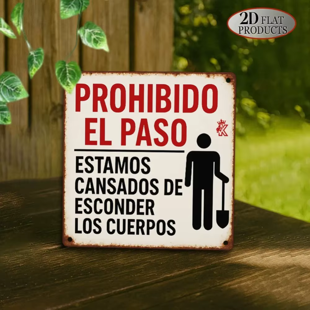 1 plaque métallique 2D plate 8x8 pouces, bilingue espagnol, motif « Prohibition El Paso » amusant, p