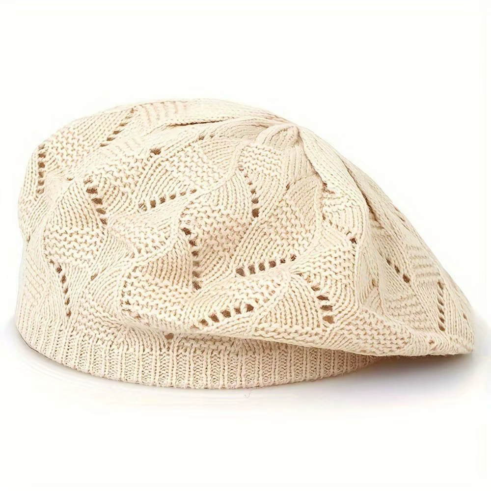 Béret en tricot de couleur unie pour femmes, bonnet d'artiste français, chapeaux de printemps décont