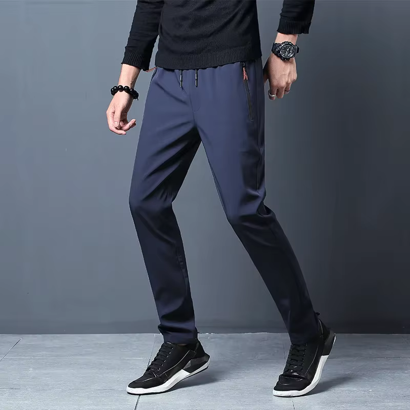Pantalon décontracté pour hommes, coupe droite, Slim, taille élastique, survêtement coréen classique