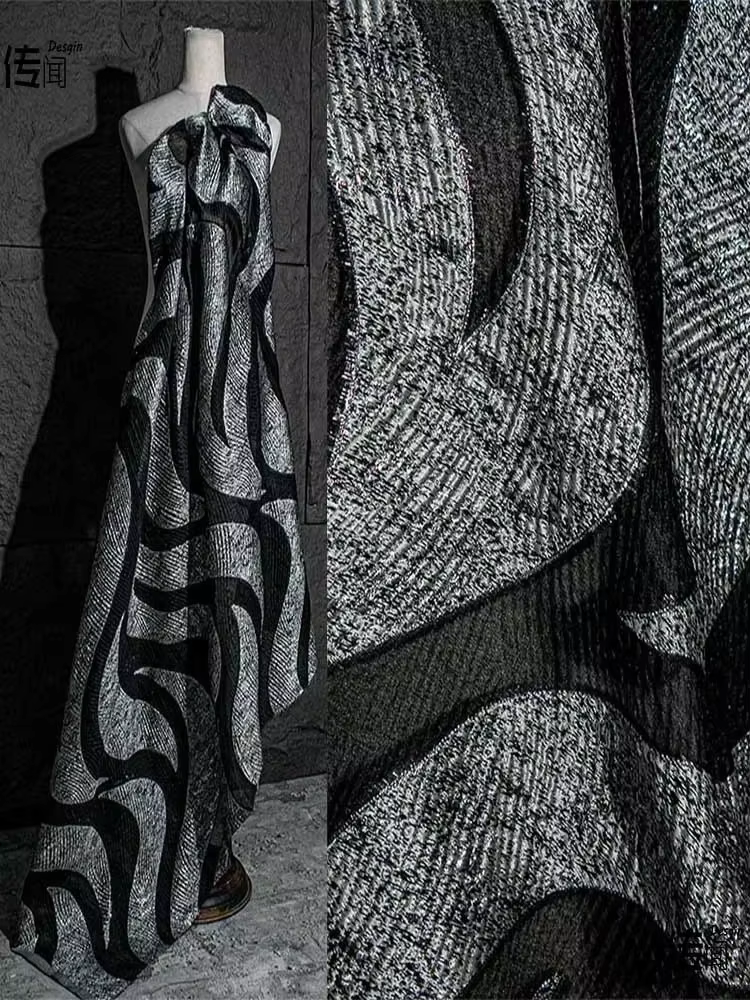 Tissu Jacquard Trempé pour Robe Créative, Vêtements de Styliste, Grilles, Couture au Mètre, Matériel