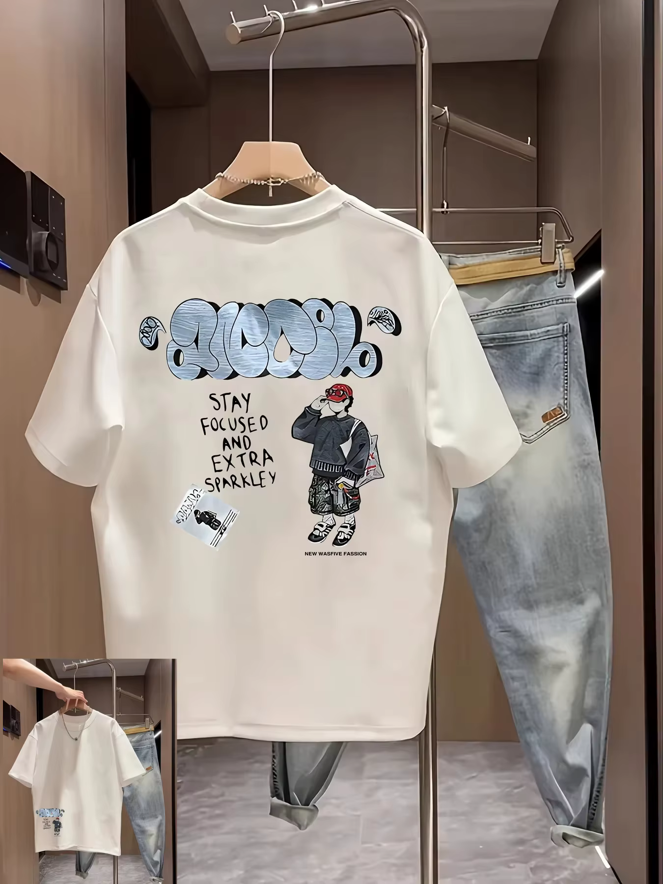 T-shirt oversize pour homme, streetwear, t-shirts graphiques à motif de garçon de dessin animé, haut