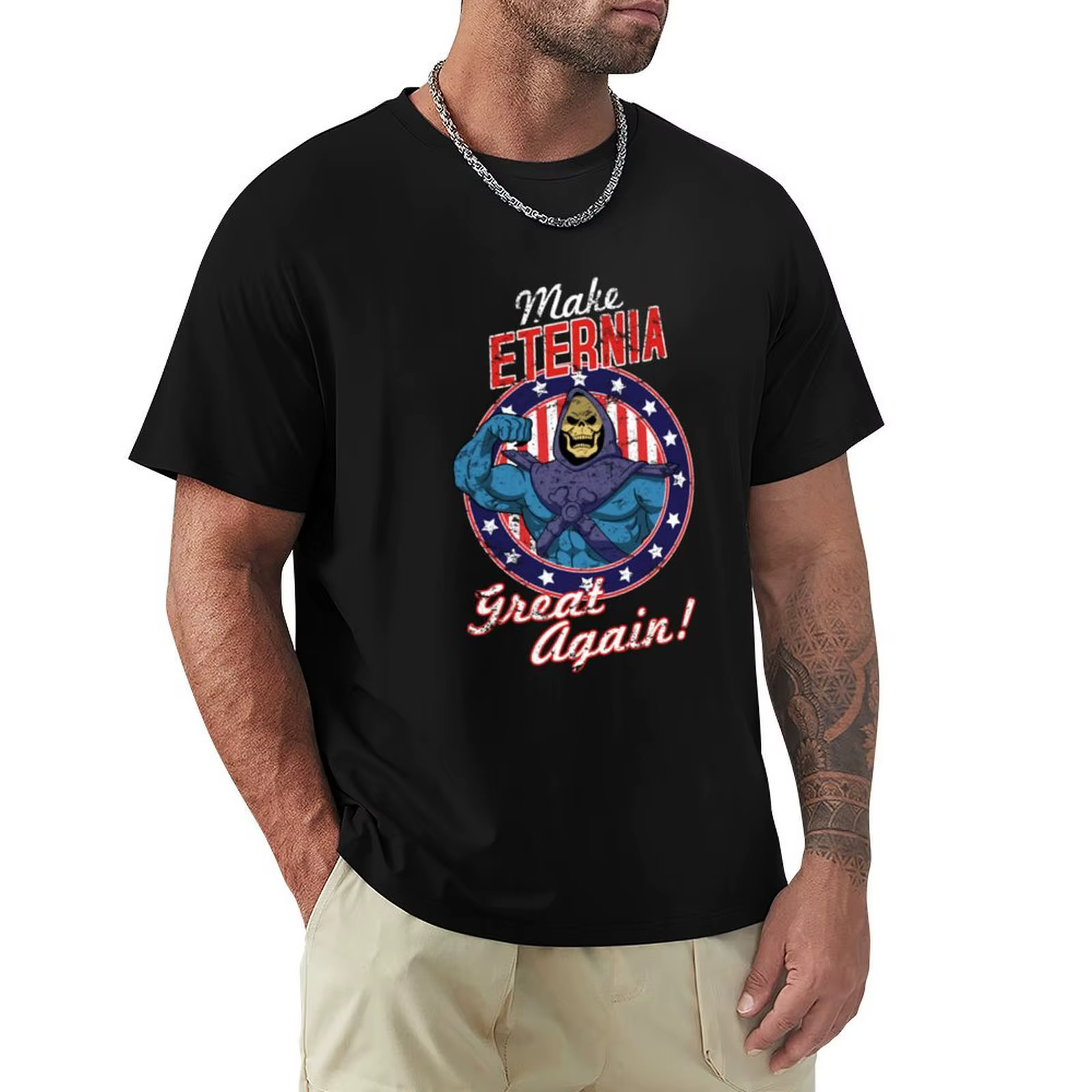 T-shirt simple et décontracté à manches courtes « Make Eternia Great Again »