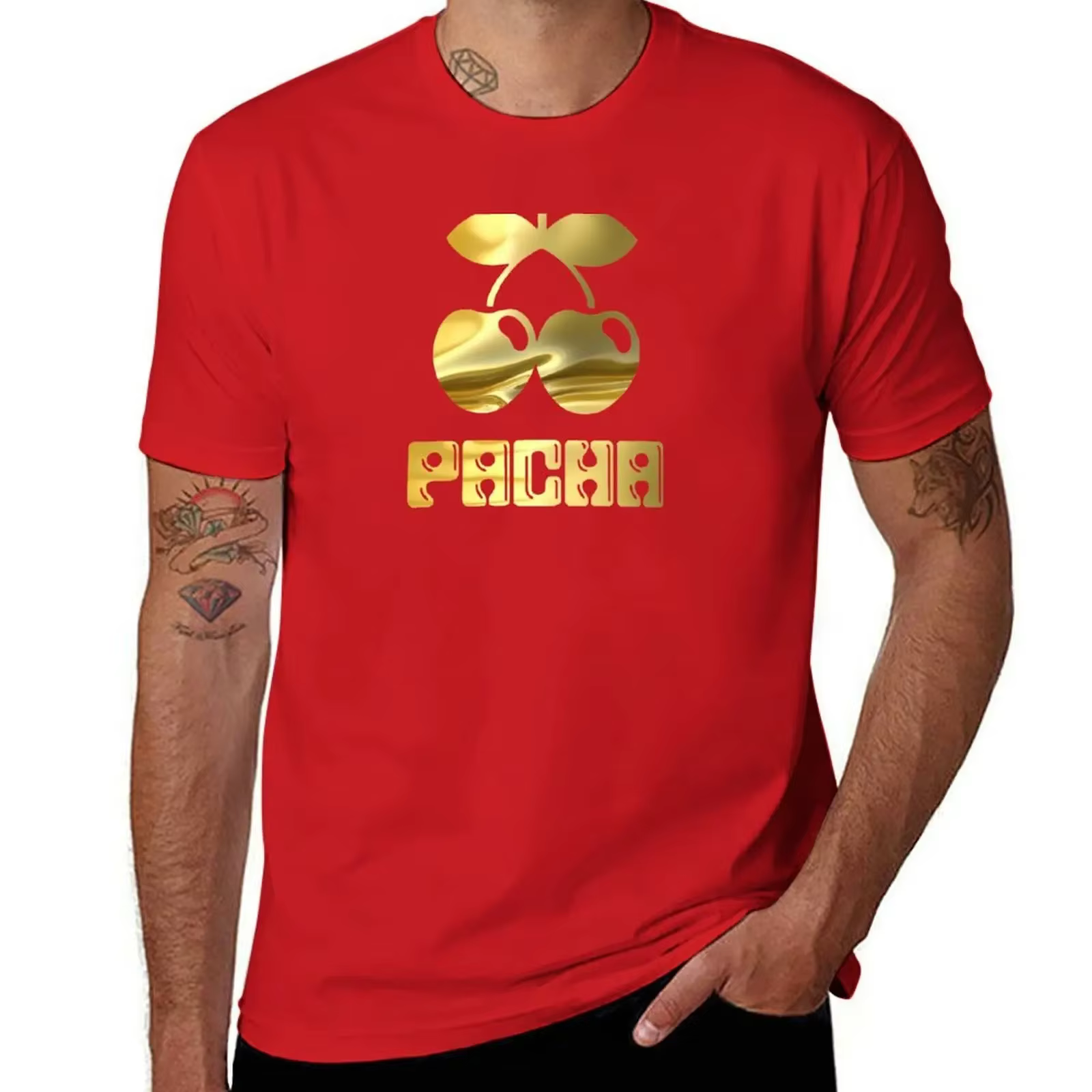 T-shirt graphique surdimensionné vintage pour hommes, Pacha Ibiza Club Gold Edition, Ibiza Island, M