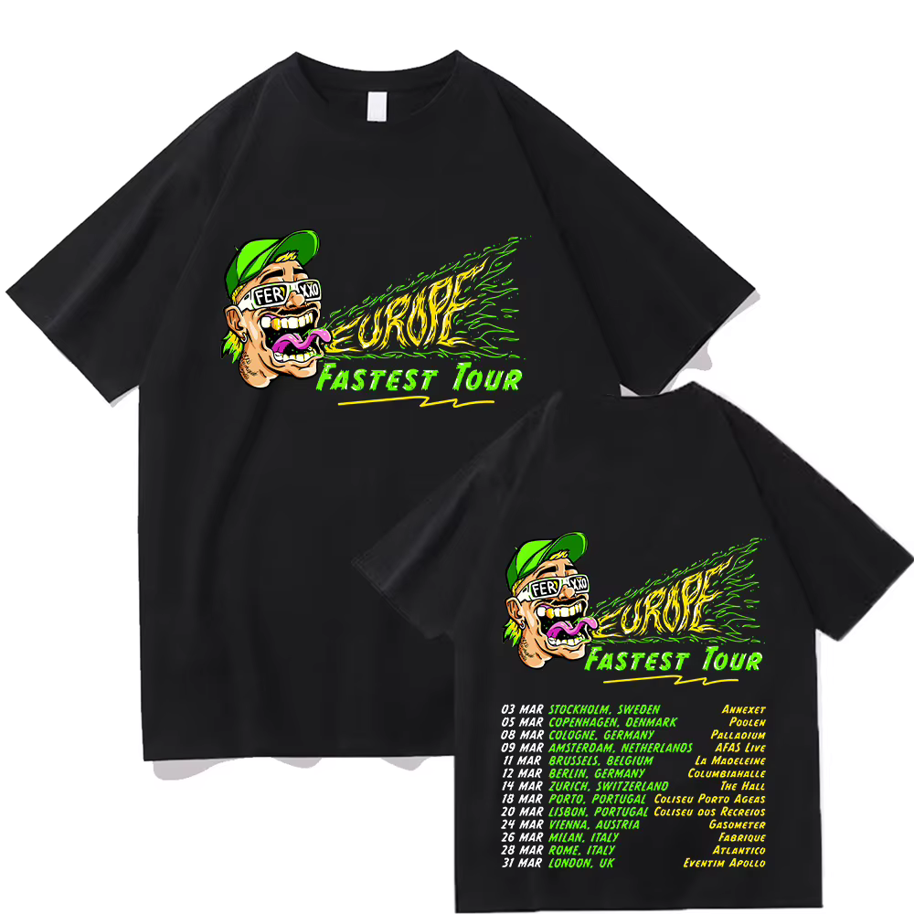 Feid Ferxxo Tour-T-Shirt à Manches Courtes pour Homme et Femme, Vêtement Unisexe en Coton de Haute Q