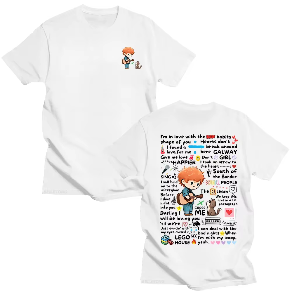 Ed Sheeran Graffiti motif t-shirt nouveau à la mode décontracté femmes hommes vêtements Y2k T-shirts