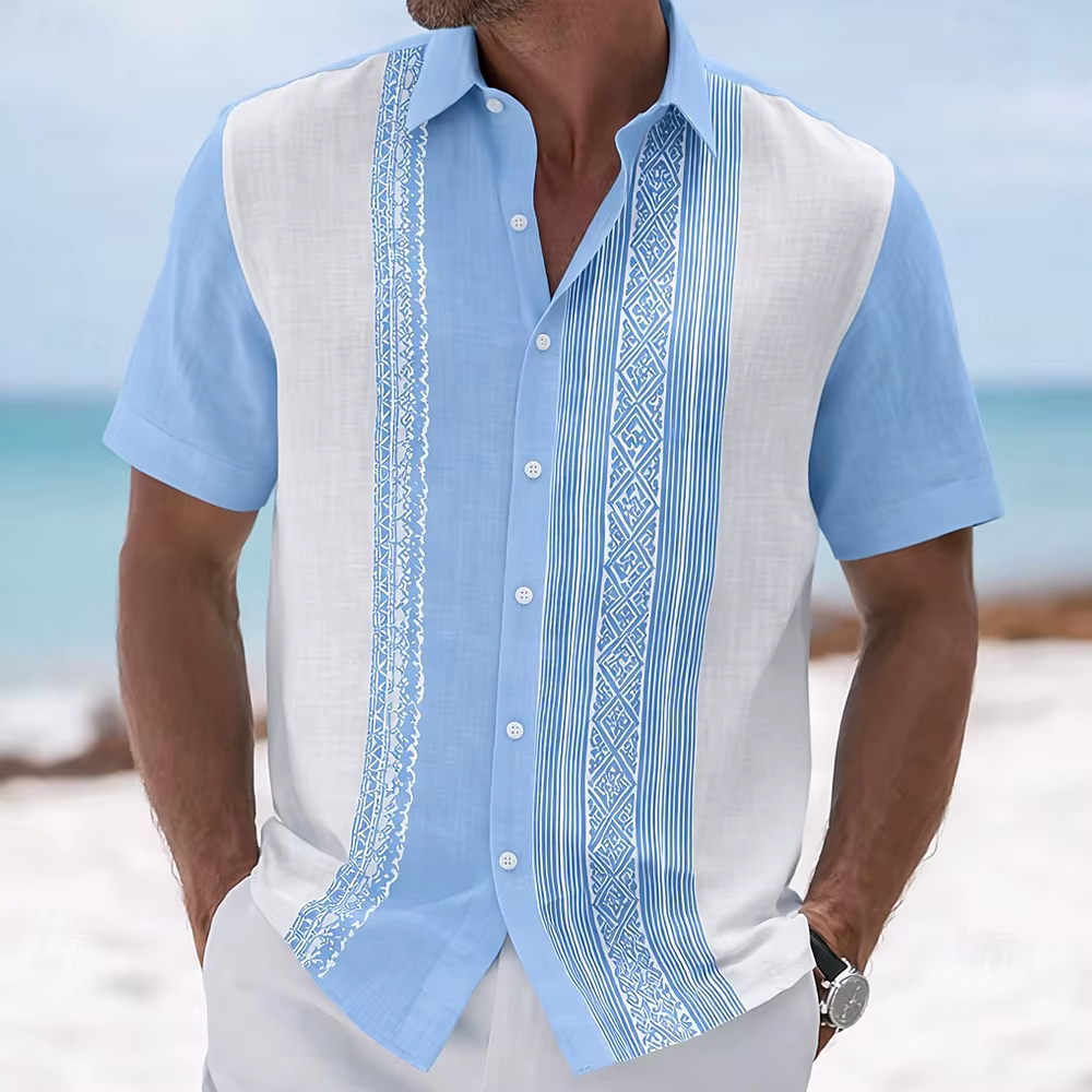 Chemise Guayabera ethnique de luxe pour homme, design décontracté haut de gamme pour les vacances d'