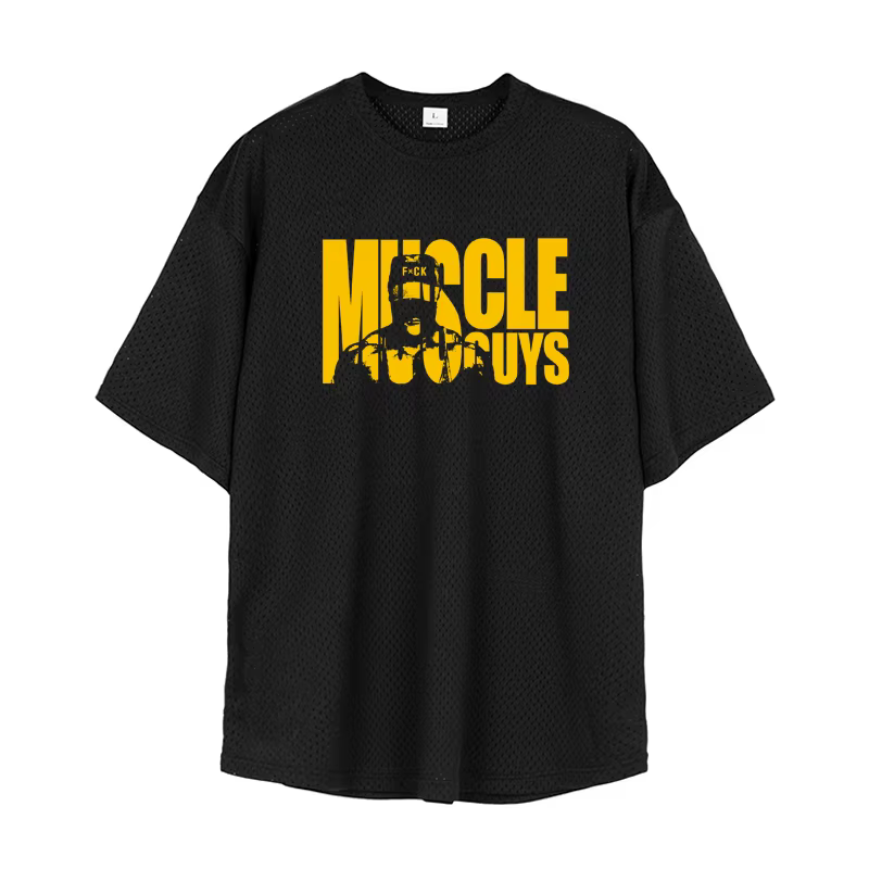 T-shirt à manches courtes en maille de Polyester pour hommes, vêtements de sport, Fitness, musculati