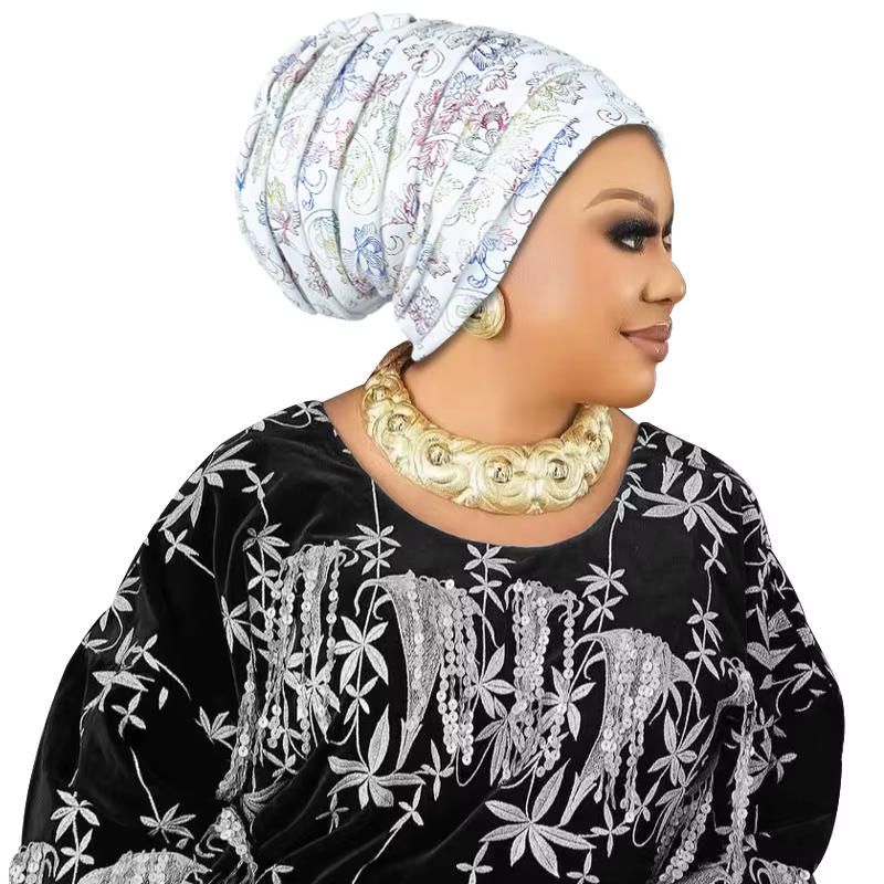Casquette Turban plissée à paillettes pour femmes, enveloppe de tête pour dame, foulard musulman, ch