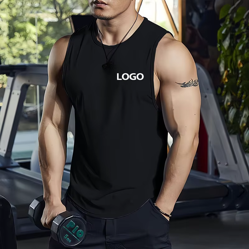T-Shirt de Fitness sans manches pour hommes, personnalisé avec votre Logo, gilet à séchage rapide, m