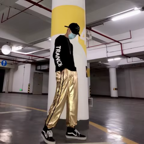 Pantalon de jogging métallisé argenté, pantalon de danse jazz hip hop, mode homme et femme, vêtement