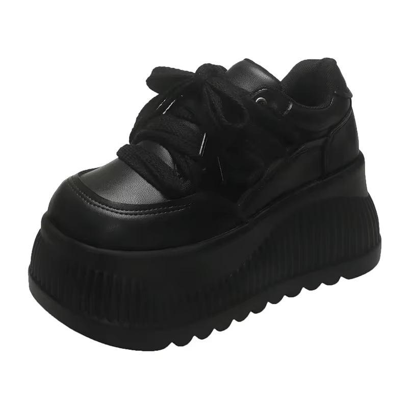 Baskets décontractées à plateforme de 9 cm pour femmes, légères, à lacets, pour l'extérieur, blanche