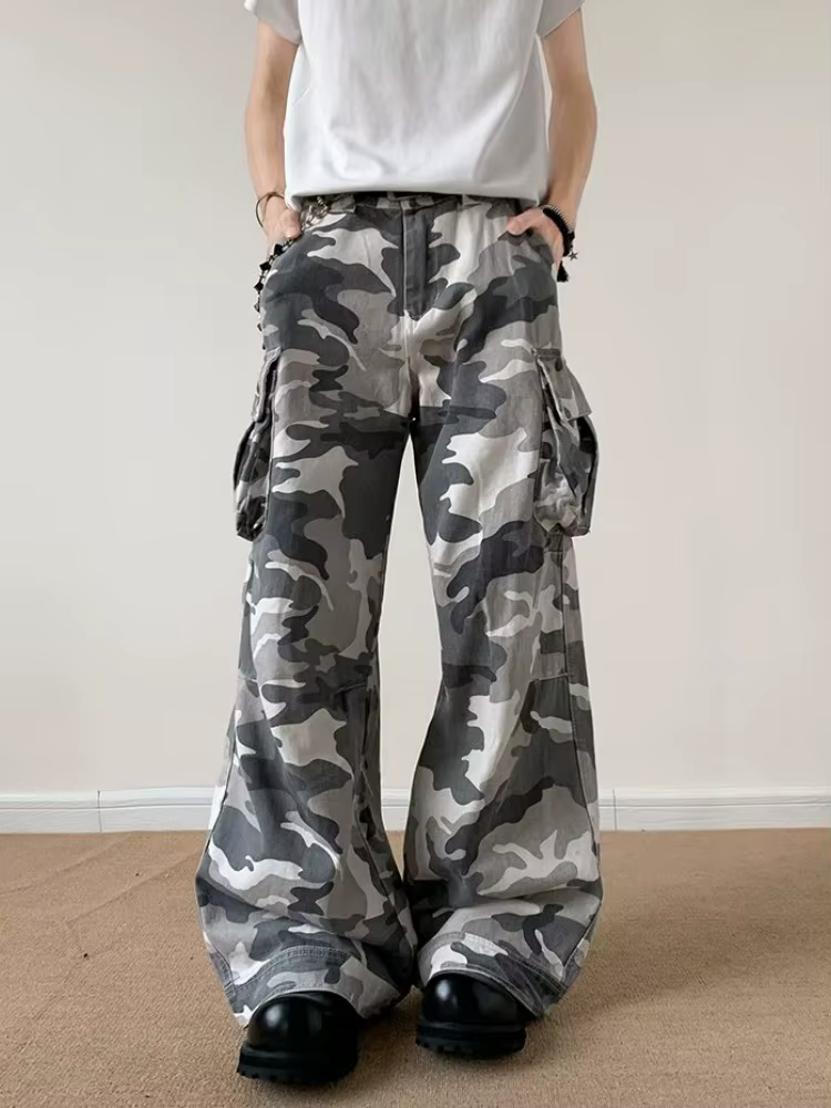 2025 Rop Y2K Streetwear Camouflage Baggy Cargo jean pantalon pour hommes vêtements jambe large Multi