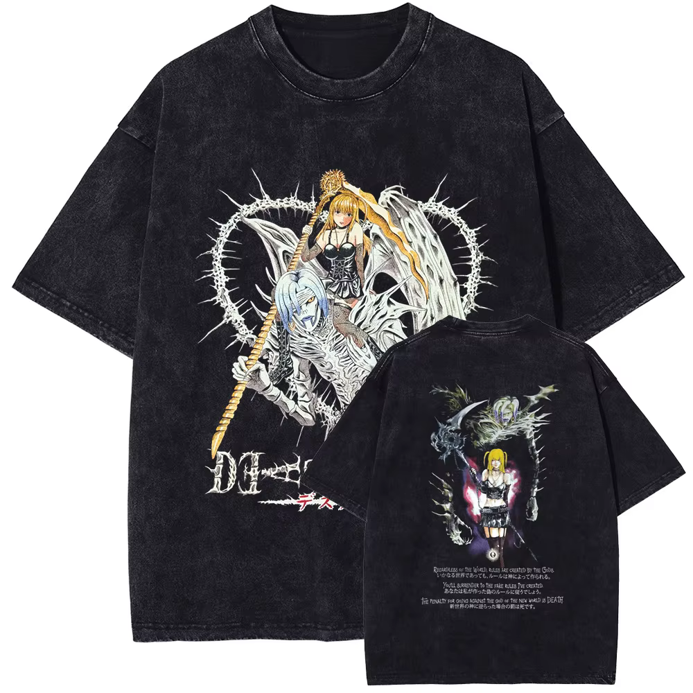 DEATH NOTE MisaMisa Manga T-shirt pour hommes femmes vêtements Vintage lavé surdimensionné T-shirt p