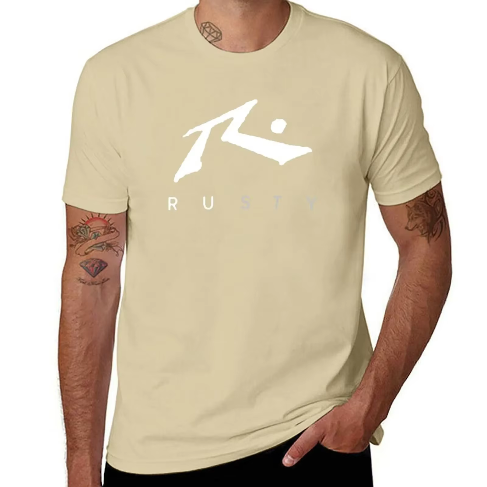 T-shirt uni Rusty-Colossal pour hommes, T-shirt Slim Fit, Économie d'été, Vêtements Kawaii, Meilleur