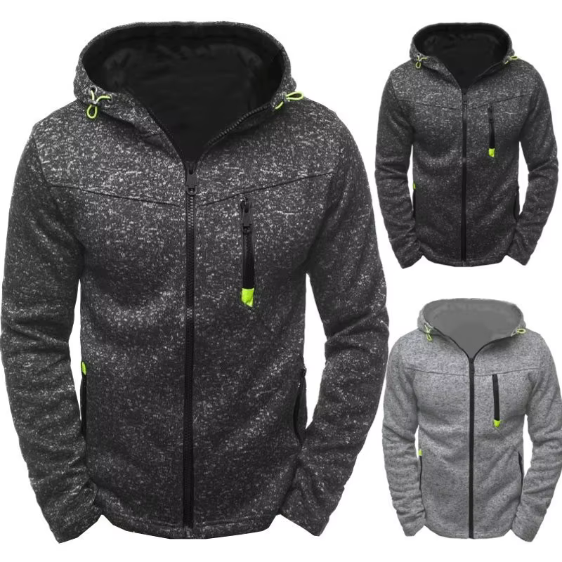 Sweat à capuche pour hommes avec poches latérales à glissière mince laine couleur unie survêtement d
