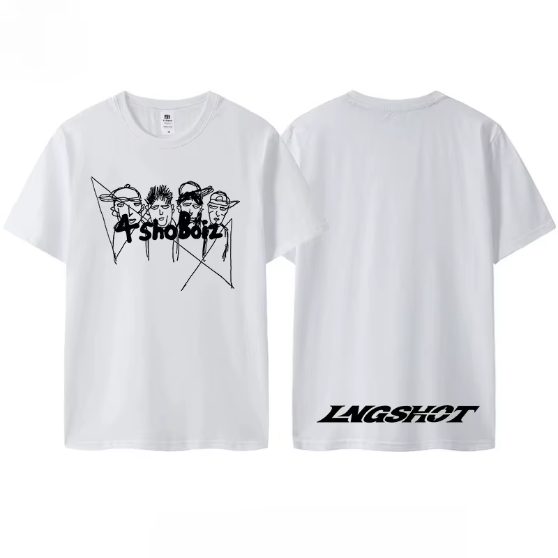 T-shirt graphique KPOP LNGSHOT Louis, haute qualité, manches courtes, col rond, confortable, streetw