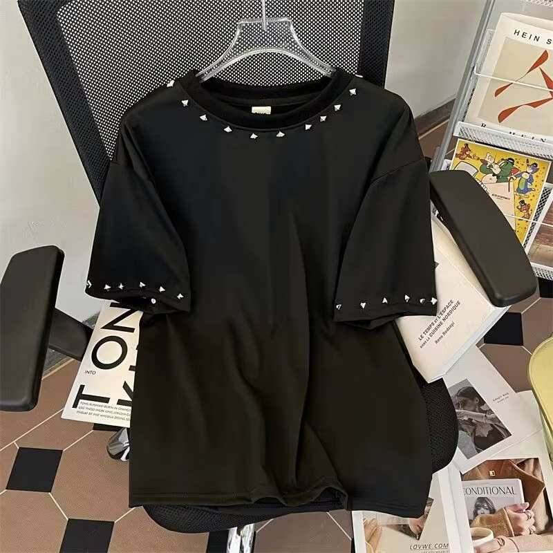 T-shirt à manches courtes de Style américain pour hommes, haut d'été avec boutons métalliques et pul