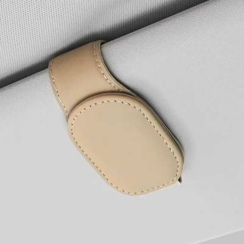 Porte-lunettes en cuir pour pare-soleil de voiture, clip de suspension pour lunettes, magnétique, mu
