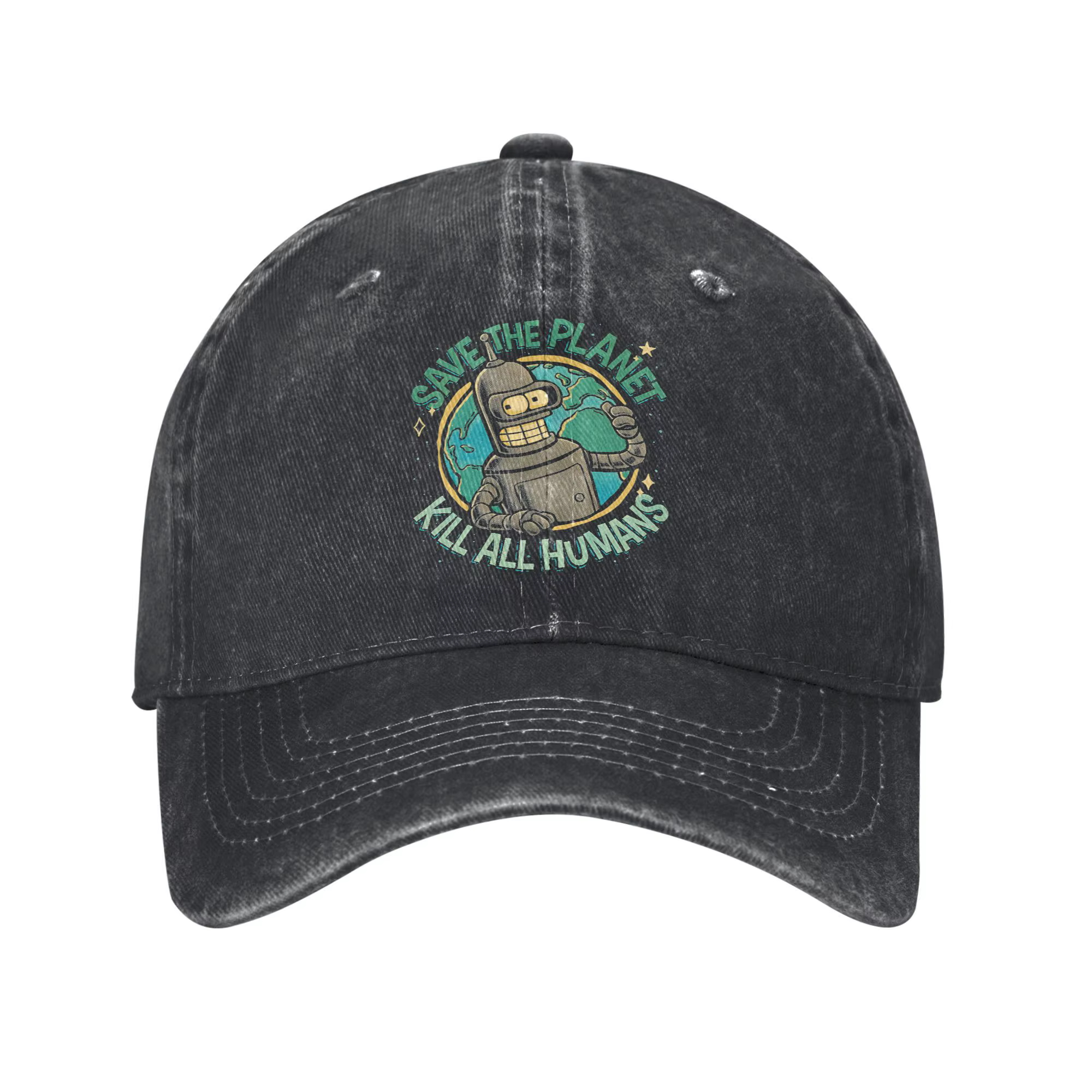 Bendu sauver la planète tuer tous les humains casquette de Baseball Vintage en détresse lavé dessin 