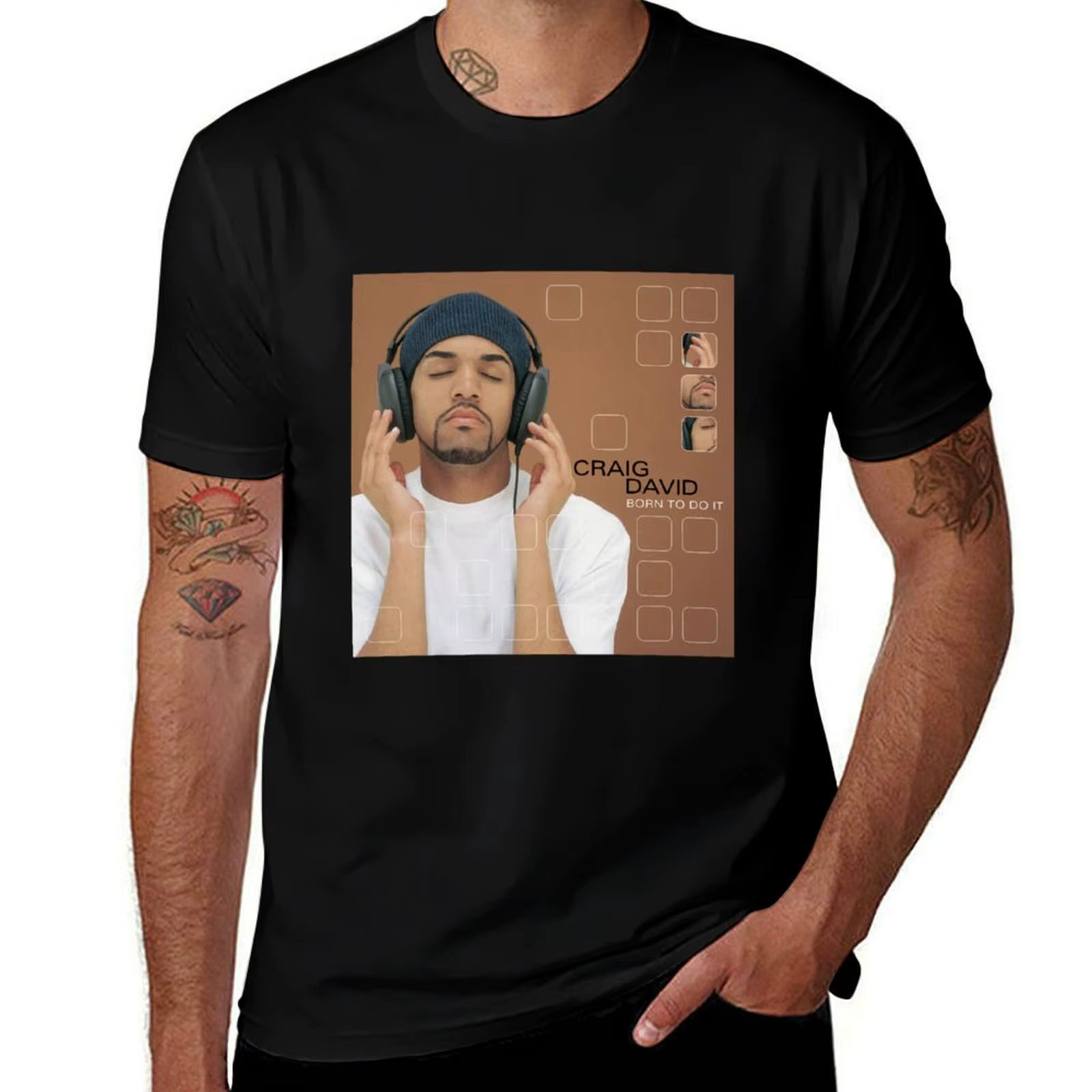 T-shirt Craig David Born to do it, décontracté, coupe ample, à manches courtes