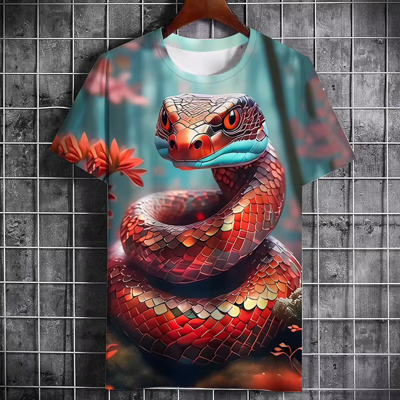 T-shirts graphiques serpent, imprimé animal 3D, homme femme, manches courtes, streetwear, oversize, 