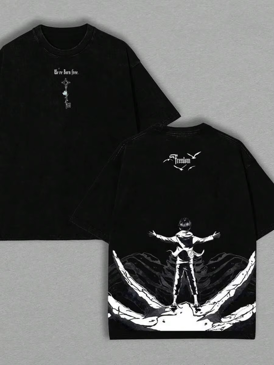 Eren Jaeger Freedom graphique t-shirt attaque sur Titan Manga vêtements hommes femmes coton T-shirts