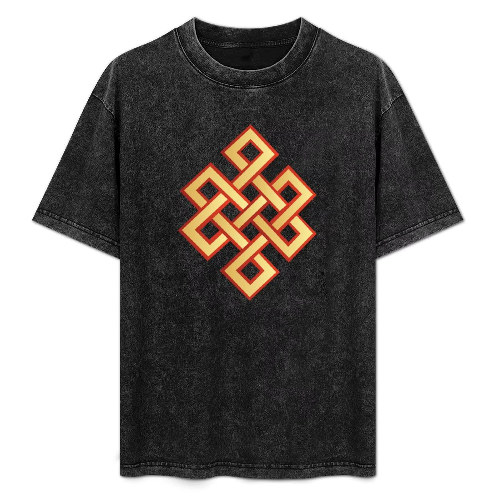 T-shirt avec motif tendance « Le nœud infini » (l'un des huit symboles du bouddhisme) pour hommes