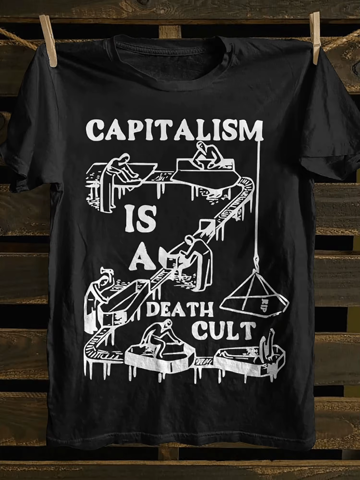 T-Shirt Punk Rock Vintage pour hommes, symbole anarchiste, le capitalisme est mortel, Slogan culte, 