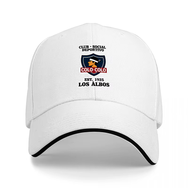 Casquette de baseball noire Club Social Deportivo Colo Colo Los Albo avec logo brodé et bordure blan