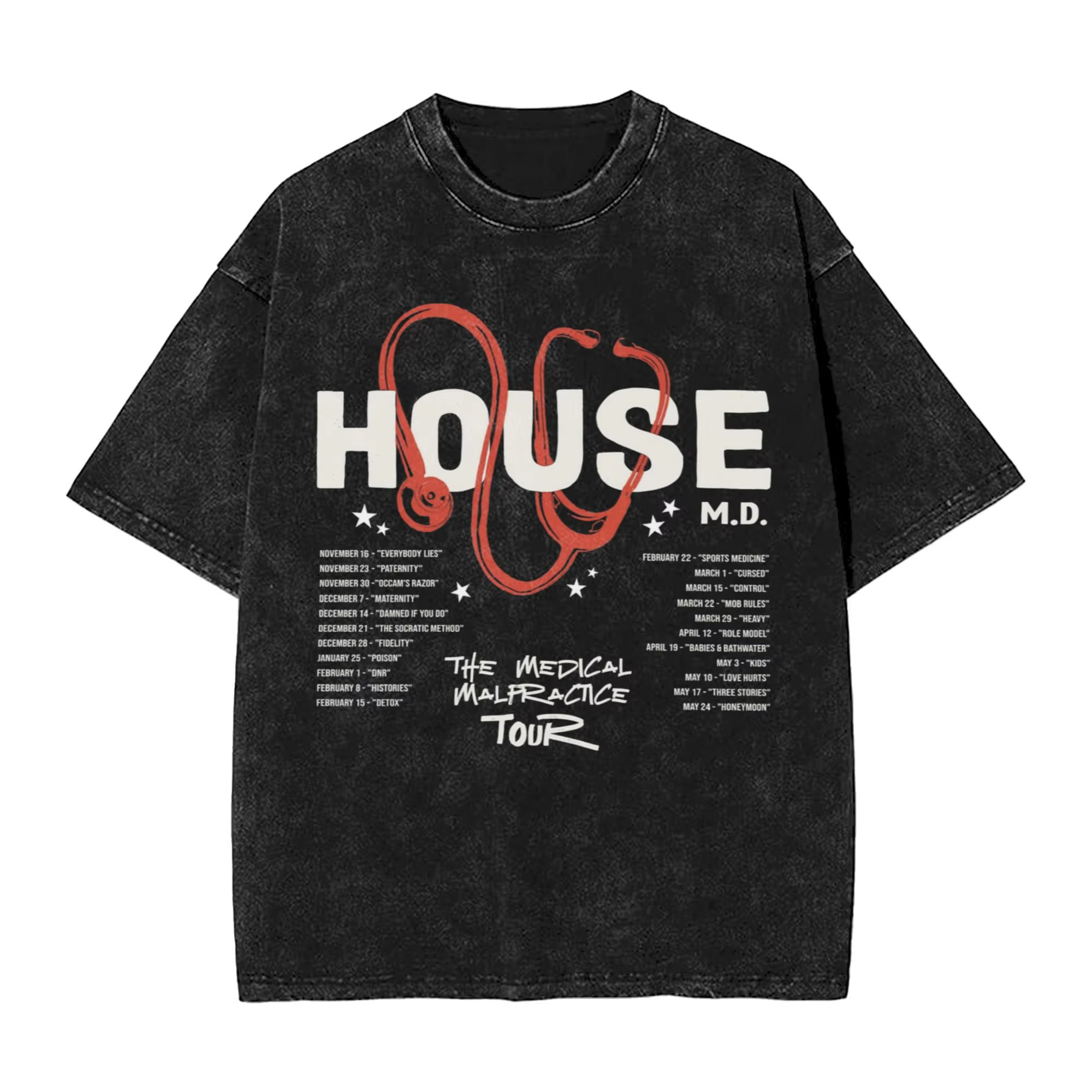 Dr Wilson House MD flammes bleues T-Shirts pour hommes délavé Humor t-shirt à manches courtes col ro