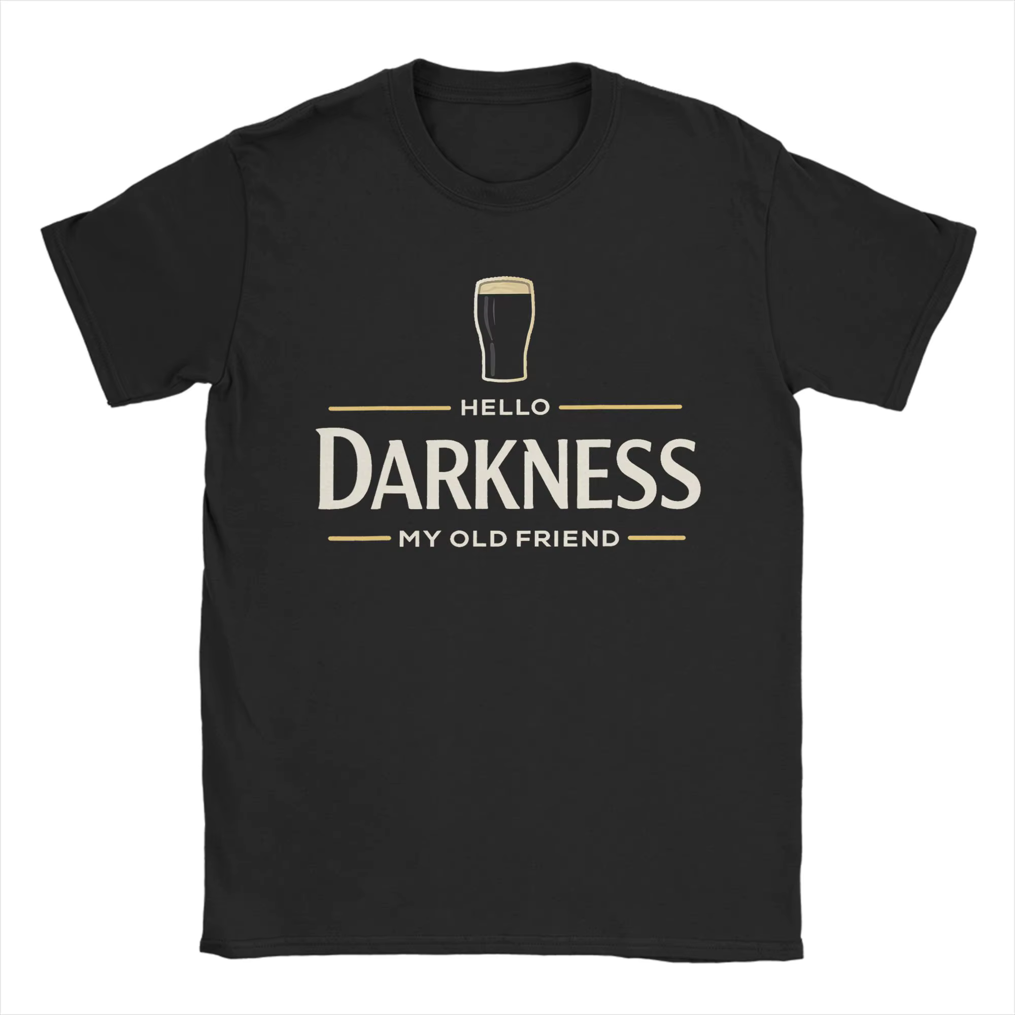T-shirt pour hommes, en coton, à manches courtes, col rond, avec inscription « Hello Darkness My Old