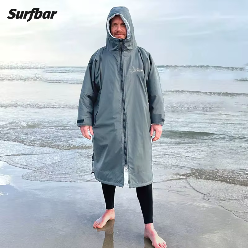 Robe à langer imperméable pour Surf, manteau d'extérieur, veste en laine d'agneau, cape à capuche, p