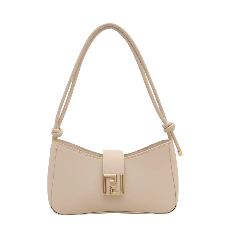 Sac sous les bras Baguette chic, sac à main rétro en cuir PU avec accent doré, sacs quotidiens polyv