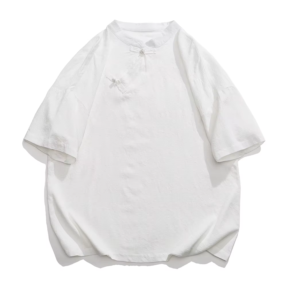 Chemise à manches courtes en coton et lin pour hommes, style chinois, vintage, décontracté, vêtement
