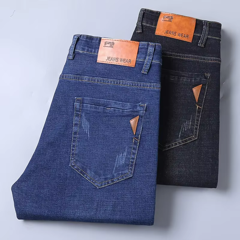 Jean droit pour hommes, pantalon Slim, extensible, confortable, doux, en Denim, pour affaires, vêtem