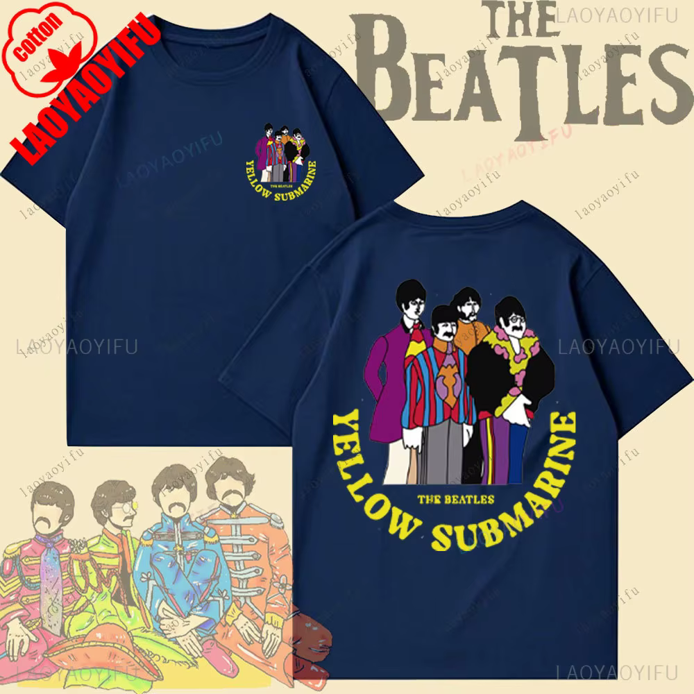 T-shirt The Beatles Black Rock Band pour hommes, mode streetwear Y2k, hauts en coton, sweat-shirt à 