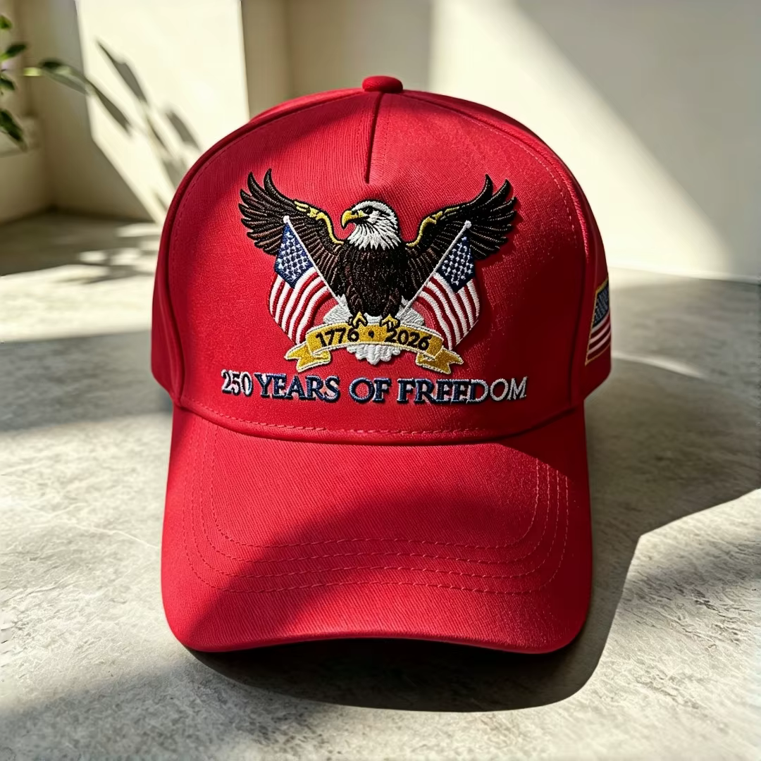 Casquette de baseball brodée avec drapeau américain Fashion Eagle - 1776-2026, 250 ans de liberté et